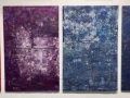 Susan Newmark, <em>Mindful Practice</em>, 2017, wall piece in 5 parts, acrylic and glitter on wood, 22 x 89"